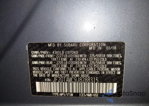 2018 Subaru Crosstrek 2.0I Limited from USA, damaged, VIN JF2GTAMC9J8288315